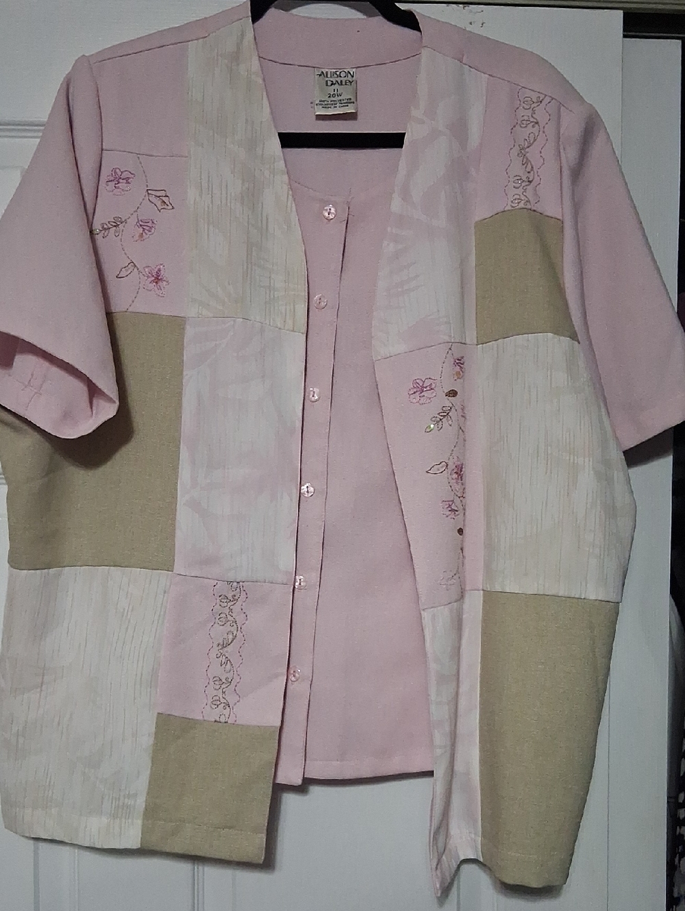 Alison Daley Pink Patchwork Button-Up Top Jacket Sz 20W $ 25